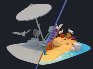 Summer Beach 3D Model
