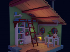 Stylized isometric room Modelo 3D