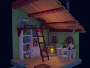 Salle isométrique stylisée Modèle 3D