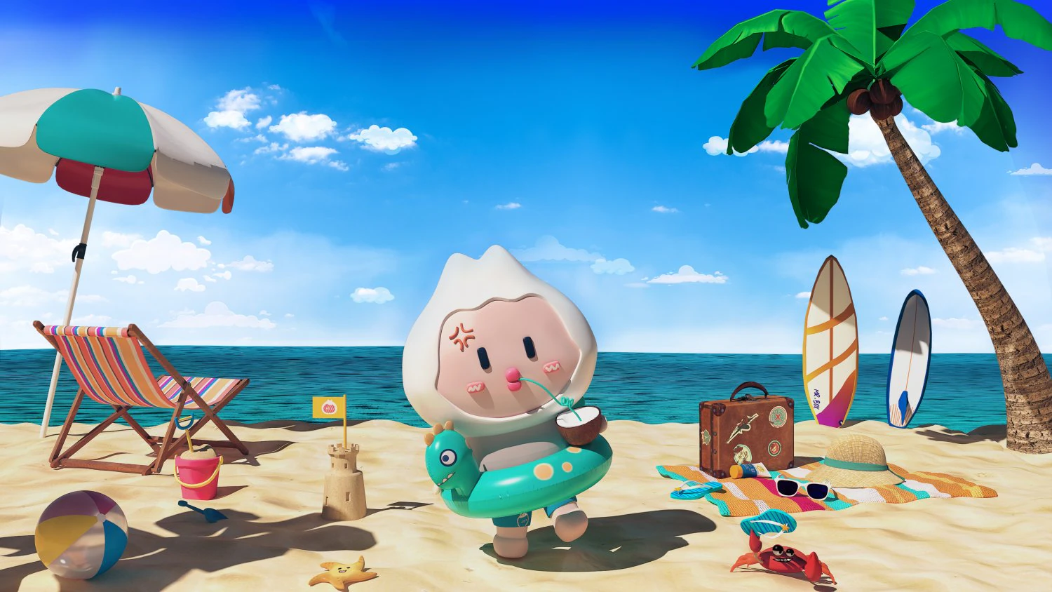 3D Beach 3D Model .c4d .max .obj .3ds .fbx .stl .blend 