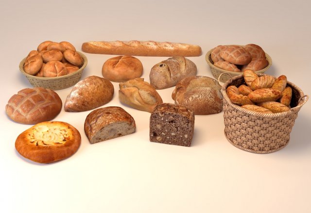 3D Bread 3D 模型 .c4d .max .obj .3ds .fbx .stl .blend