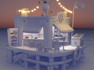 3D Beach coffee shop Modelo 3D