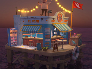 3D Beach coffee shop Modelo 3D