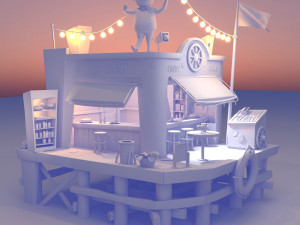 3D Beach coffee shop Modelo 3D