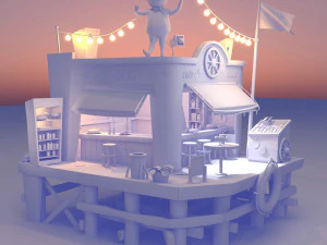 3D Beach coffee shop 3D Model