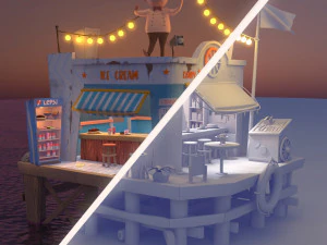 3D Beach coffee shop 3D Model
