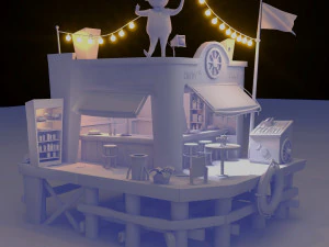 3D Beach coffee shop 3D Model