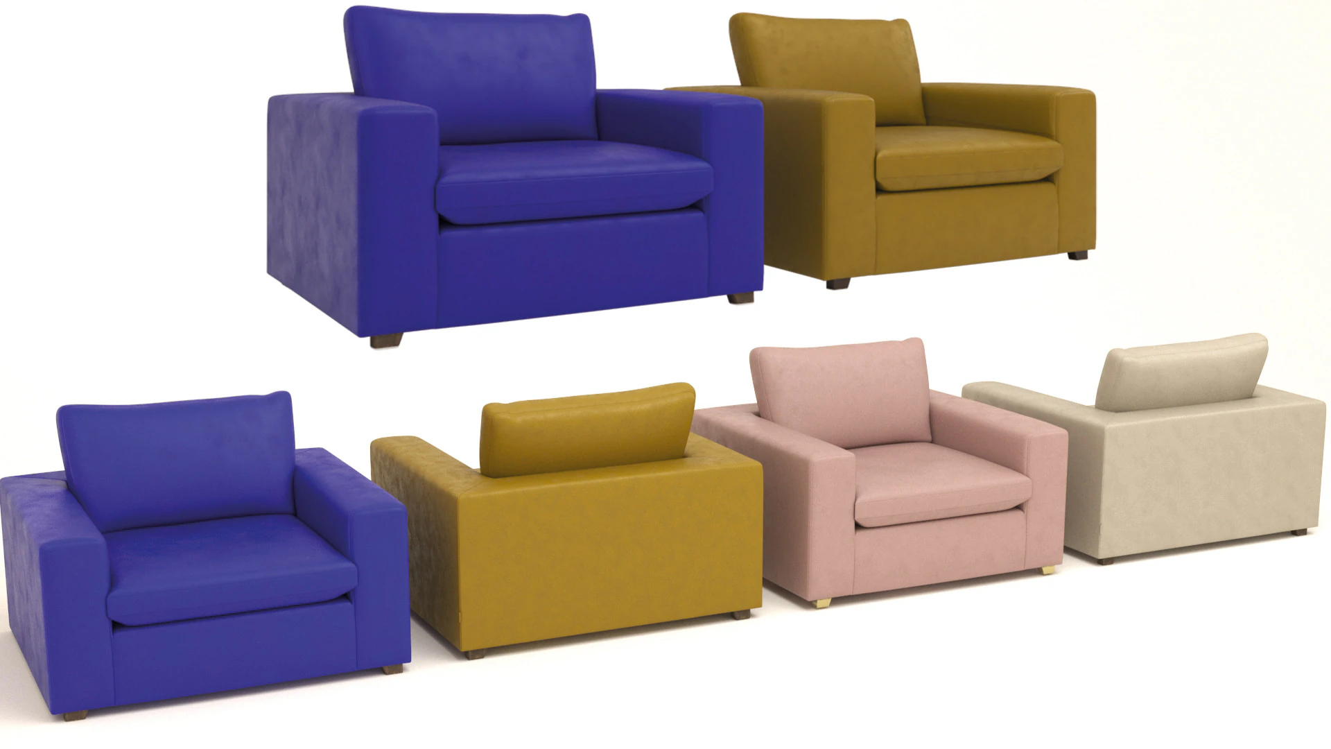 Modern Single Seater Armchair 3D Model .c4d .max .obj .3ds .fbx .stl .blend