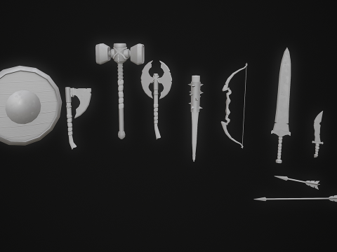 Stylized Medieval Weapons and Shields Bundle Pack Low-poly 3D 模型