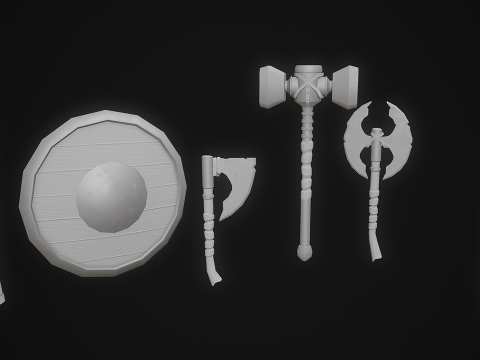 Stylized Medieval Weapons and Shields Bundle Pack Low-poly 3D 模型