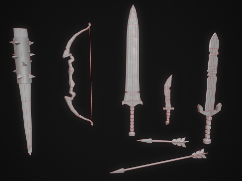 Stylized Medieval Weapons and Shields Bundle Pack Low-poly 3D 模型