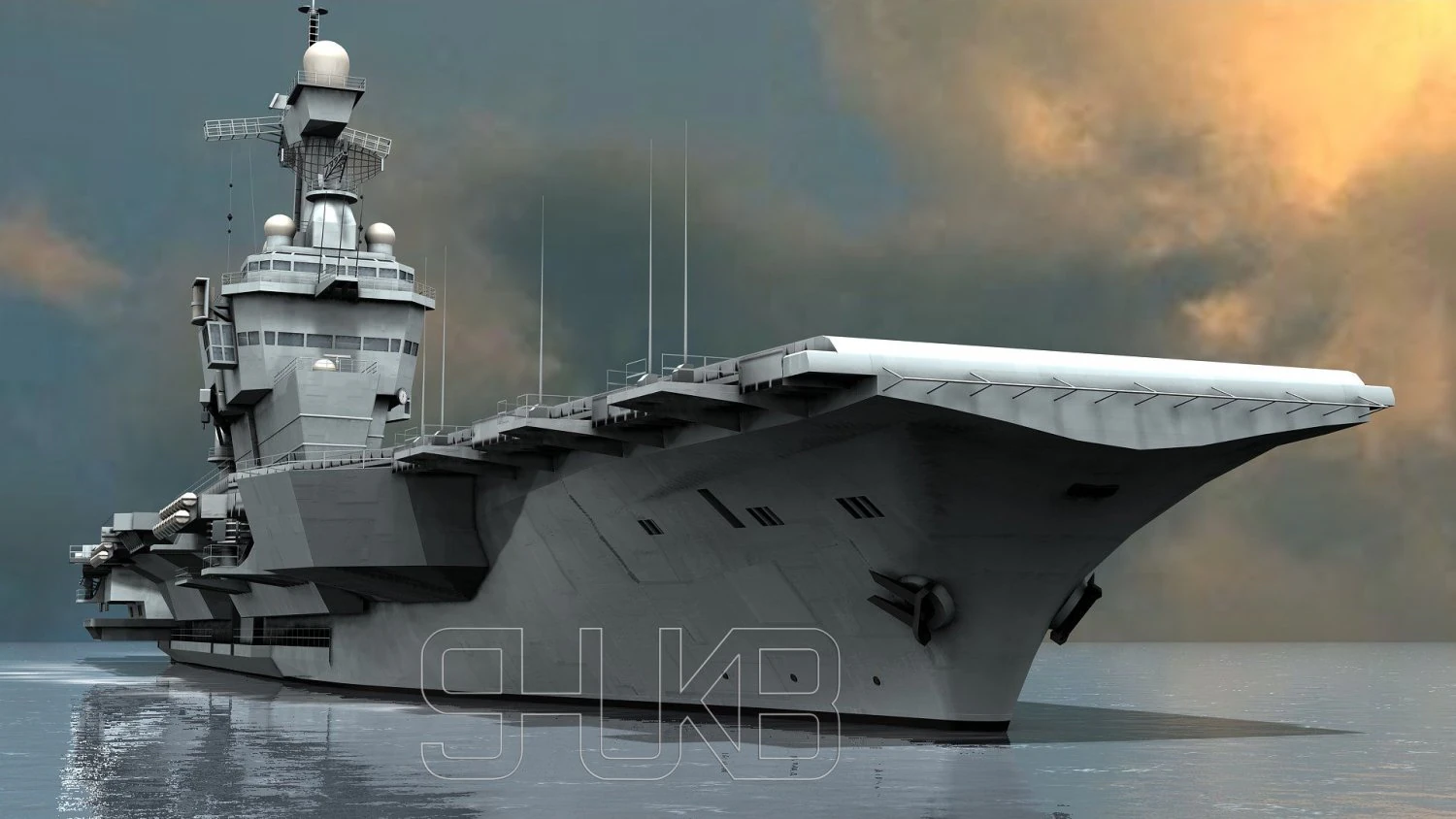 french nuclear aircraft carrier charles de gaulle 3D Model .c4d .max .obj .3ds .fbx .stl .blend 