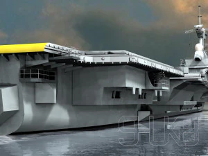 french nuclear aircraft carrier charles de gaulle 3D Model