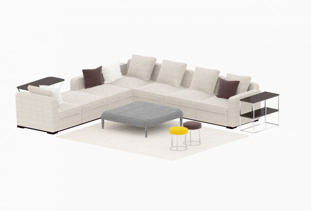 italian modern style luxury sofa tea table group 3D Model .c4d .max .obj .3ds .fbx .stl .blend 