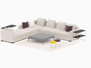 italian modern style luxury sofa tea table group 3D Model