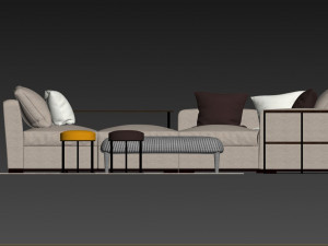 italian modern style luxury sofa tea table group 3D Model
