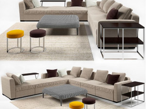 italian modern style luxury sofa tea table group 3D Model