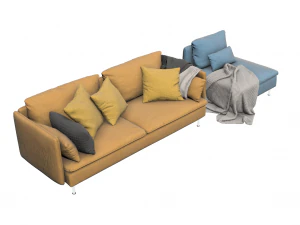 modern style two-seat sofa 3D Model