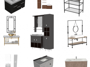 luxury basin cabinet model bundel 3D Model
