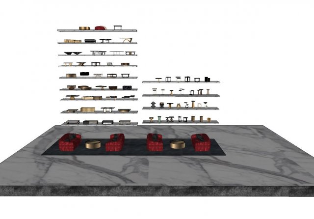 70 antique tea table bundel 3D 모델 .c4d .max .obj .3ds .fbx .stl .blend 