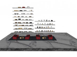 70 アンティーク ティーテーブル バンドル 3Dモデル