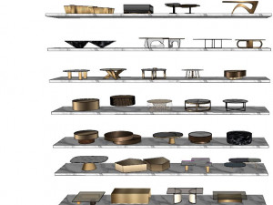 70 antique tea table bundel 3D 모델