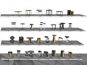 70 antique tea table bundel 3D 모델