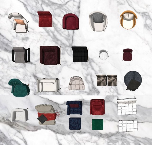 70 boutique living room luxury modern sofa bundle Modelo 3D .c4d .max .obj .3ds .fbx .stl .blend 