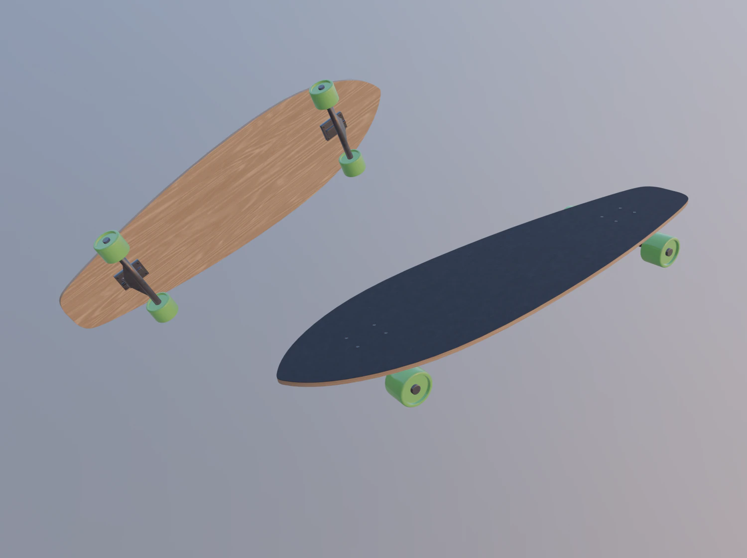 longboard 3D Model .c4d .max .obj .3ds .fbx .stl .blend 