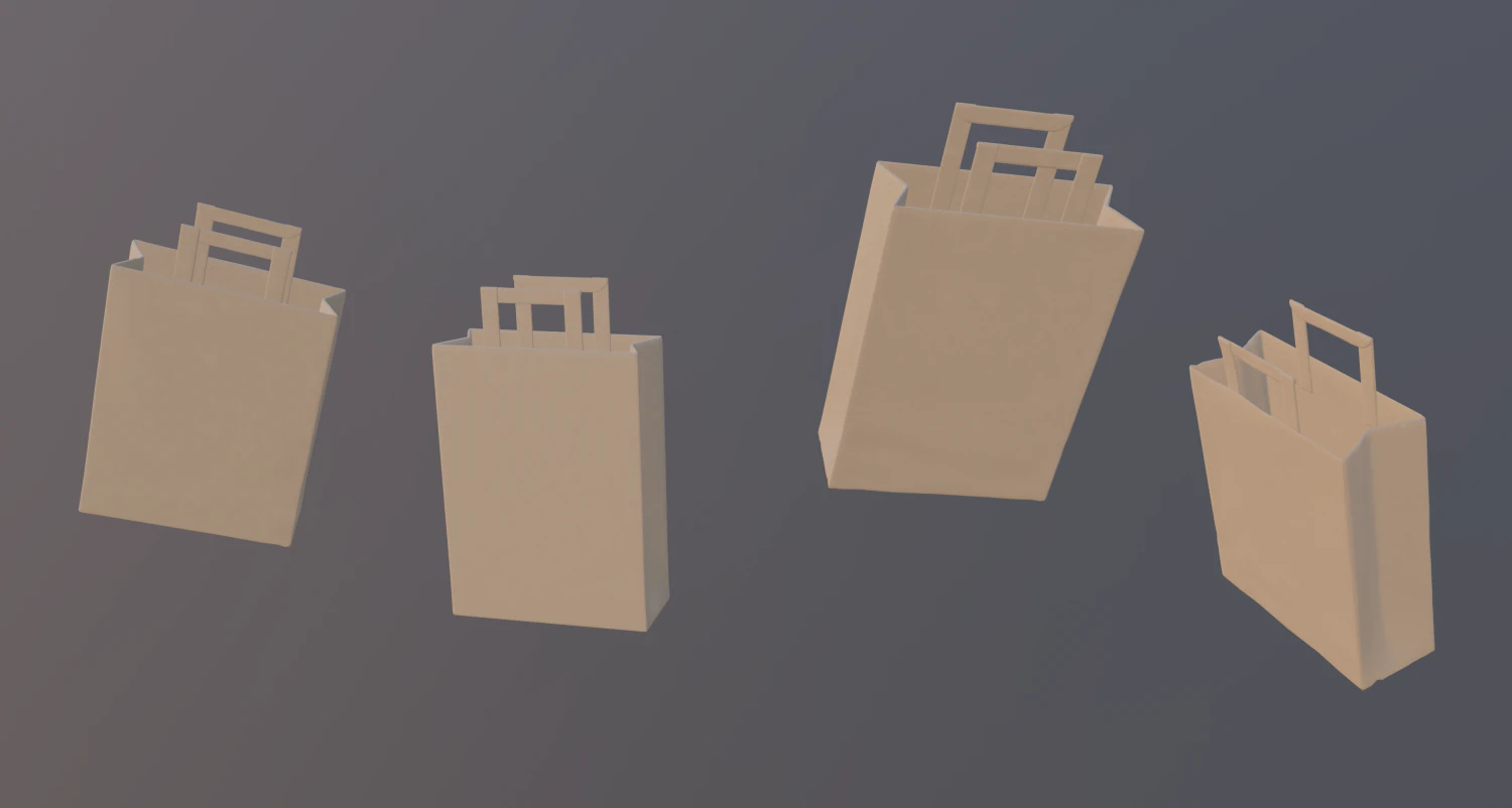 paper bag 3D Model .c4d .max .obj .3ds .fbx .stl .blend 