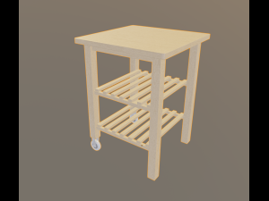wooden cart Model 3D