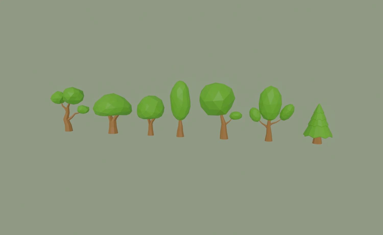 alberi dei cartoni animati a basso numero di poli Modello 3D .c4d .max .obj .3ds .fbx .stl .blend 