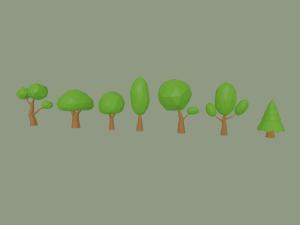 low poly cartoon trees 3D मॉडल