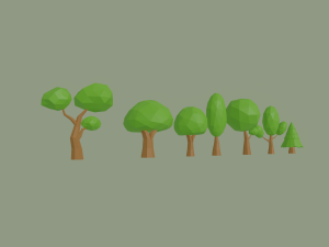 low poly cartoon trees 3D 模型