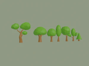 alberi dei cartoni animati a basso numero di poli Modello 3D