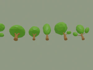 alberi dei cartoni animati a basso numero di poli Modello 3D