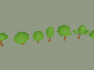 low poly cartoon trees 3D 模型