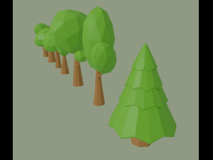 low poly cartoon trees 3D 模型