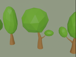 low poly cartoon trees 3D 模型