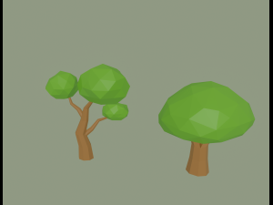 low poly cartoon trees 3D 模型