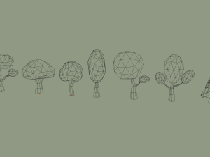 low poly cartoon trees 3D 模型
