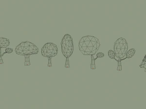 alberi dei cartoni animati a basso numero di poli Modello 3D