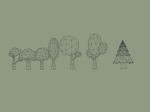 low poly cartoon trees 3D 模型