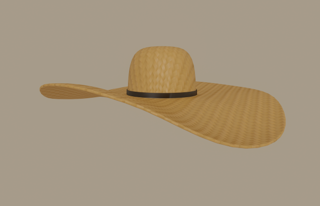 straw sun hat 3D Model .c4d .max .obj .3ds .fbx .stl .blend 