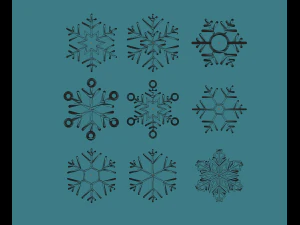 9 snowflakes 3D Model
