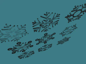 9 snowflakes 3D Model
