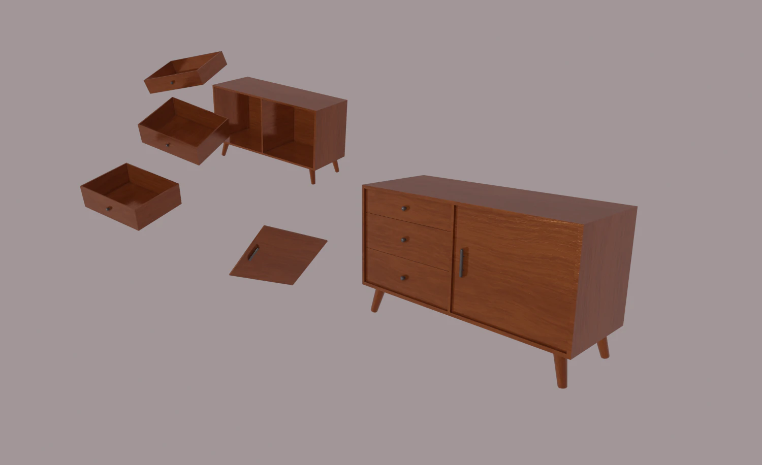 cabinet 3D Model .c4d .max .obj .3ds .fbx .stl .blend 