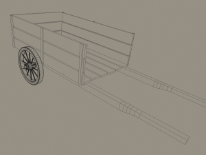 wooden cart 3D Модель