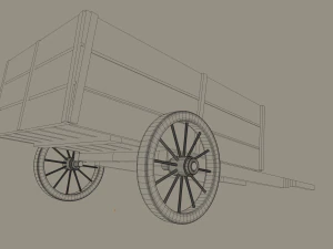 wooden cart 3D Model