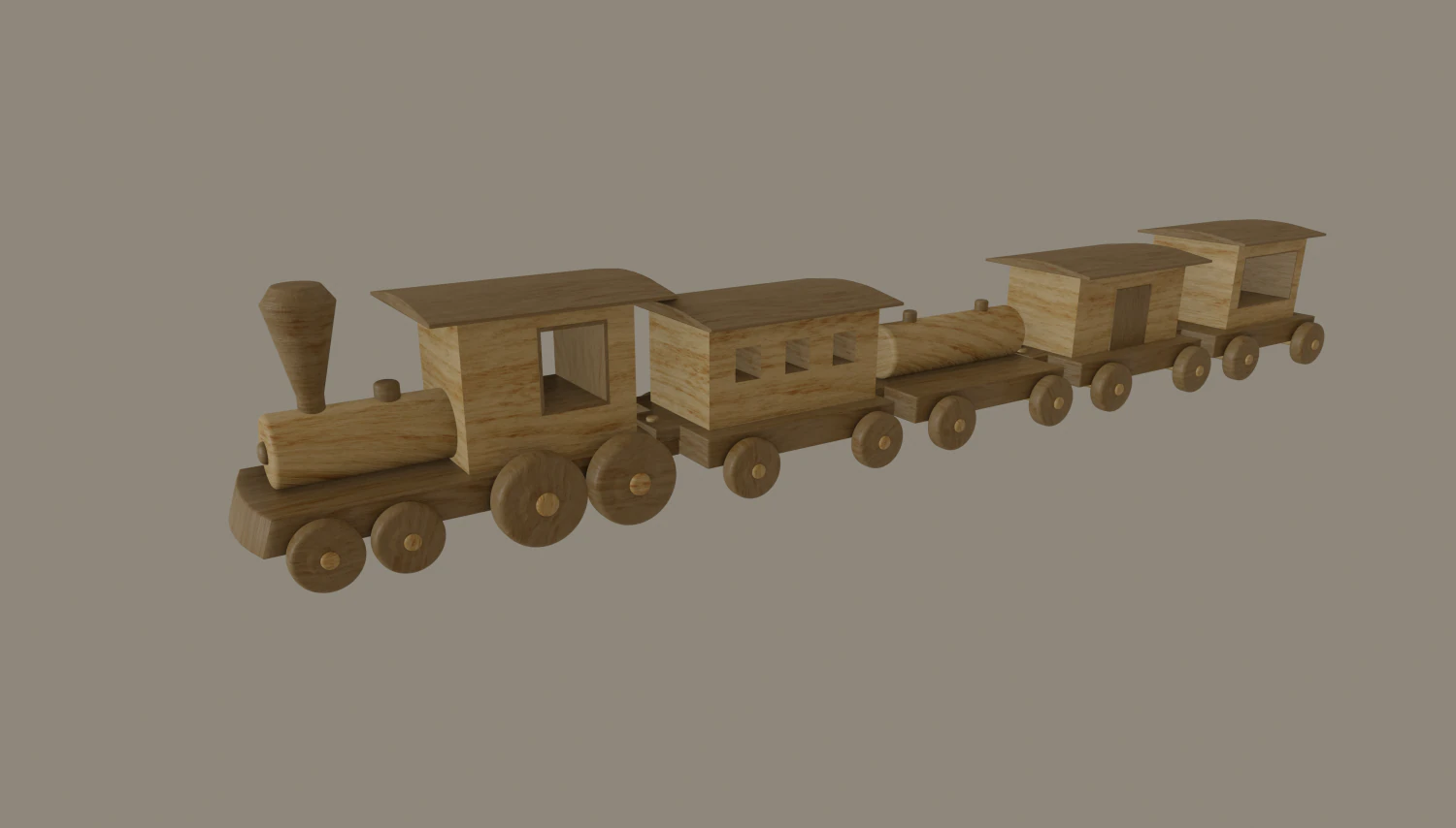 wooden toy train 3D Model .c4d .max .obj .3ds .fbx .stl .blend 